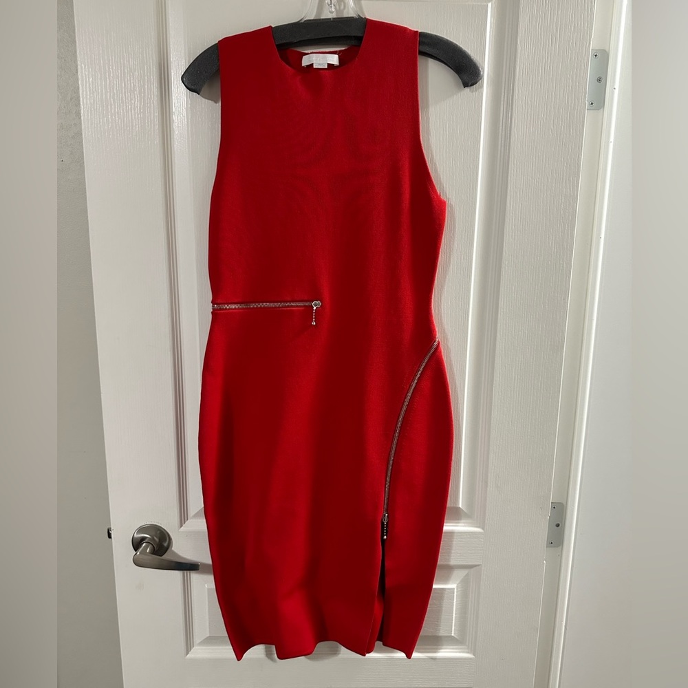 Alexander Wang Shift Dress with Silver Zippers RED